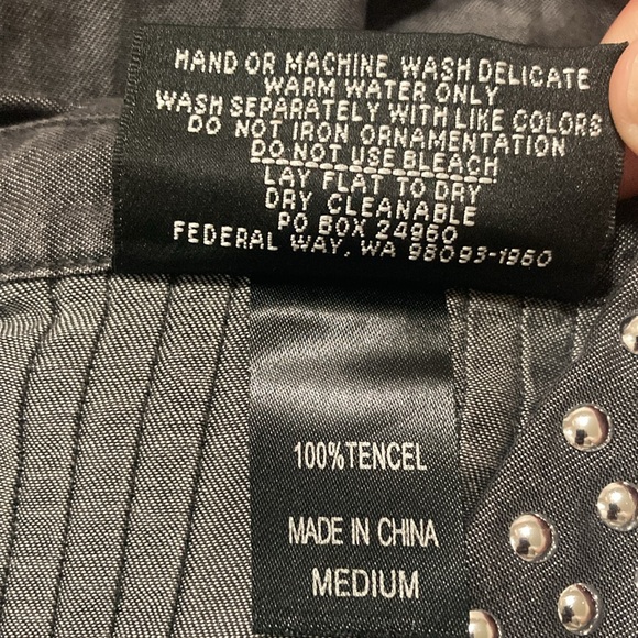 Christine Alexander Women Shirt Black Button Down  M Studs Black - Picture 12 of 16